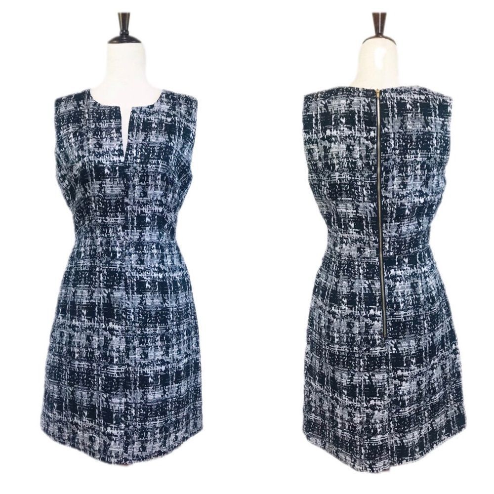 PIM + LARKIN Metallic Tweed Mini Sheath Dress Sleeveless Gray Black Size‎ Medium